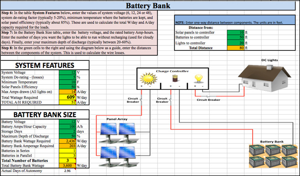 Screenshot of Battery Bank sheet.